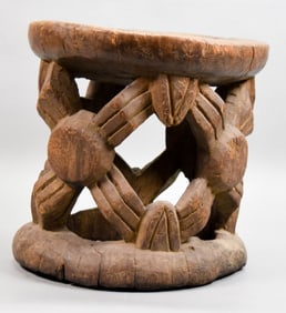 African Bamileke Carved Wood Stool