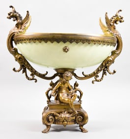 Gilt Bronze & Porcelain Figural Center Bowl