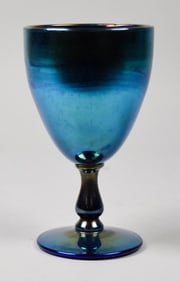 L.C. Tiffany Favrile Blue Iridescent Goblet