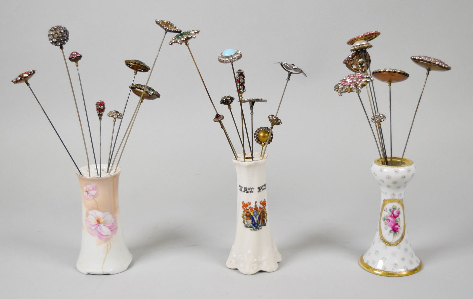 24 Vintage Rhinestone Hatpins & 3 Holders (1 of 12)