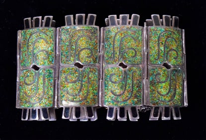 Margot de Taxco Sterling & Enamel Bracelet