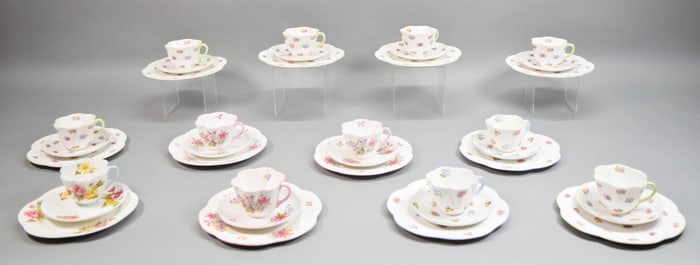 36 Pieces Shelley Bone China Cups & Saucers