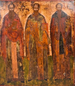 Russian Wood Icon 3 Saints