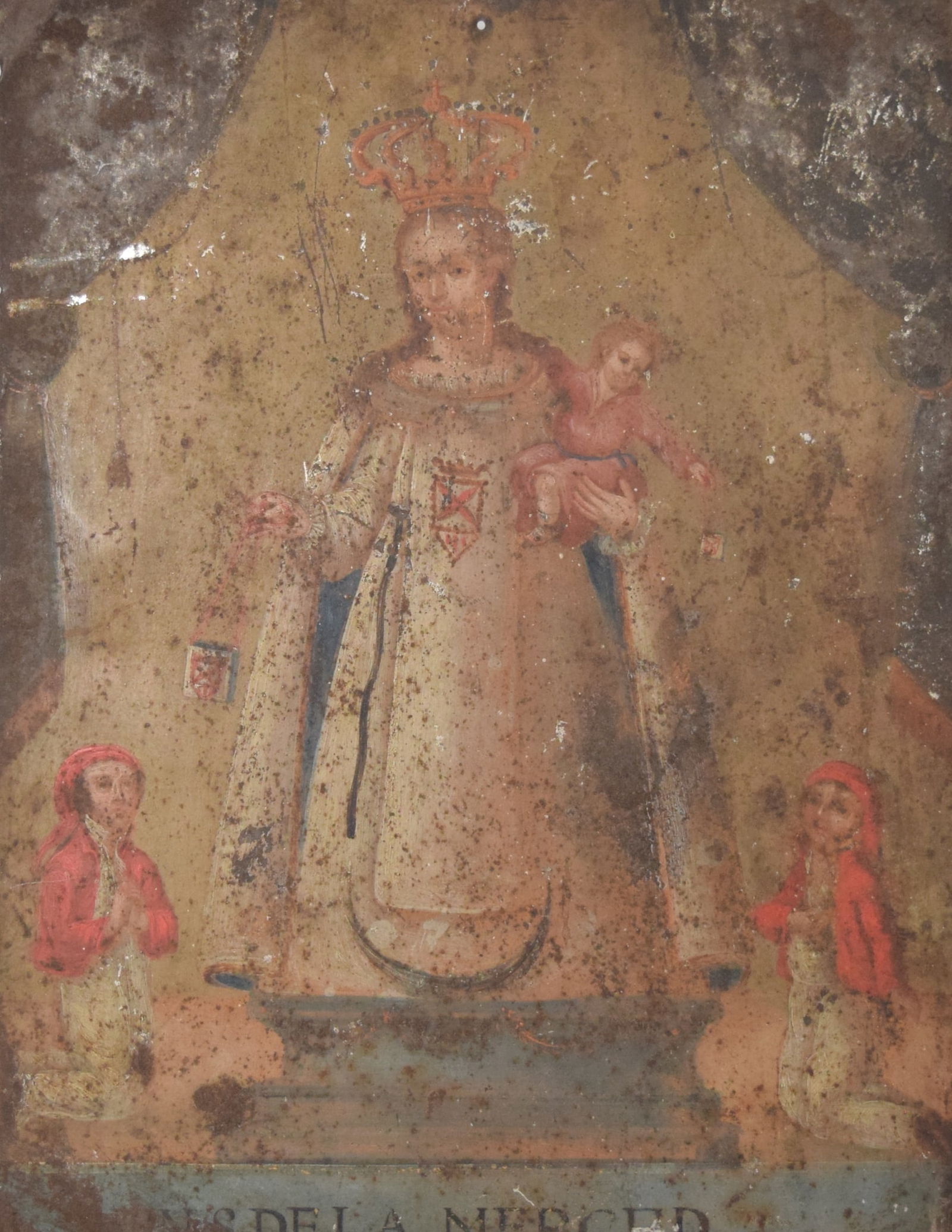 Mexican Oil on Tin Retablo N.S. de la Merced (1 of 9)