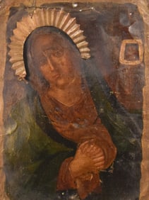 Mexican Oil on Tin Retablo Madonna