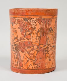 Mayan Polychrome Pottery Cylinder