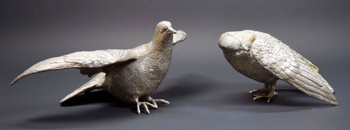 Pair of Silverplate Bird Figures