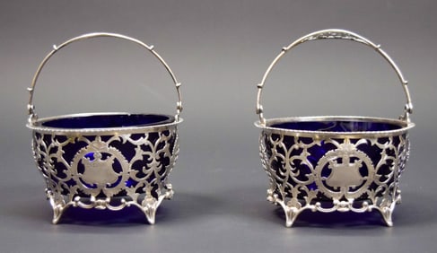 Pair English Sterling Sugar Baskets JR Ltd, Deakin
