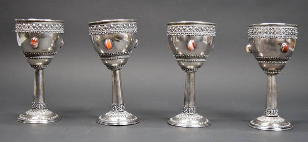 Set of 4 Israeli Sterling Goblets