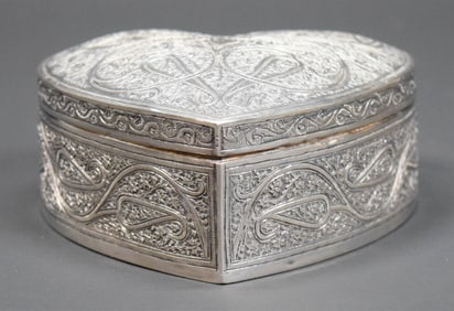 Silver Heart Shaped Spice Box