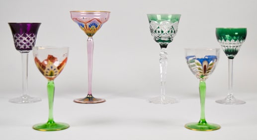 6 Piece Stemware Baccarat, Lobmeyr, Val St Lambert