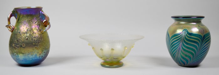 3 Pieces Art Glass Vandermark, Fellerman, Zephyr