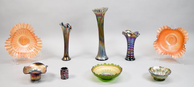 9 Pieces Carnival Glass Fenton, Imperial
