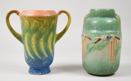 2 Roseville Pottery Vases Falline & Laurel