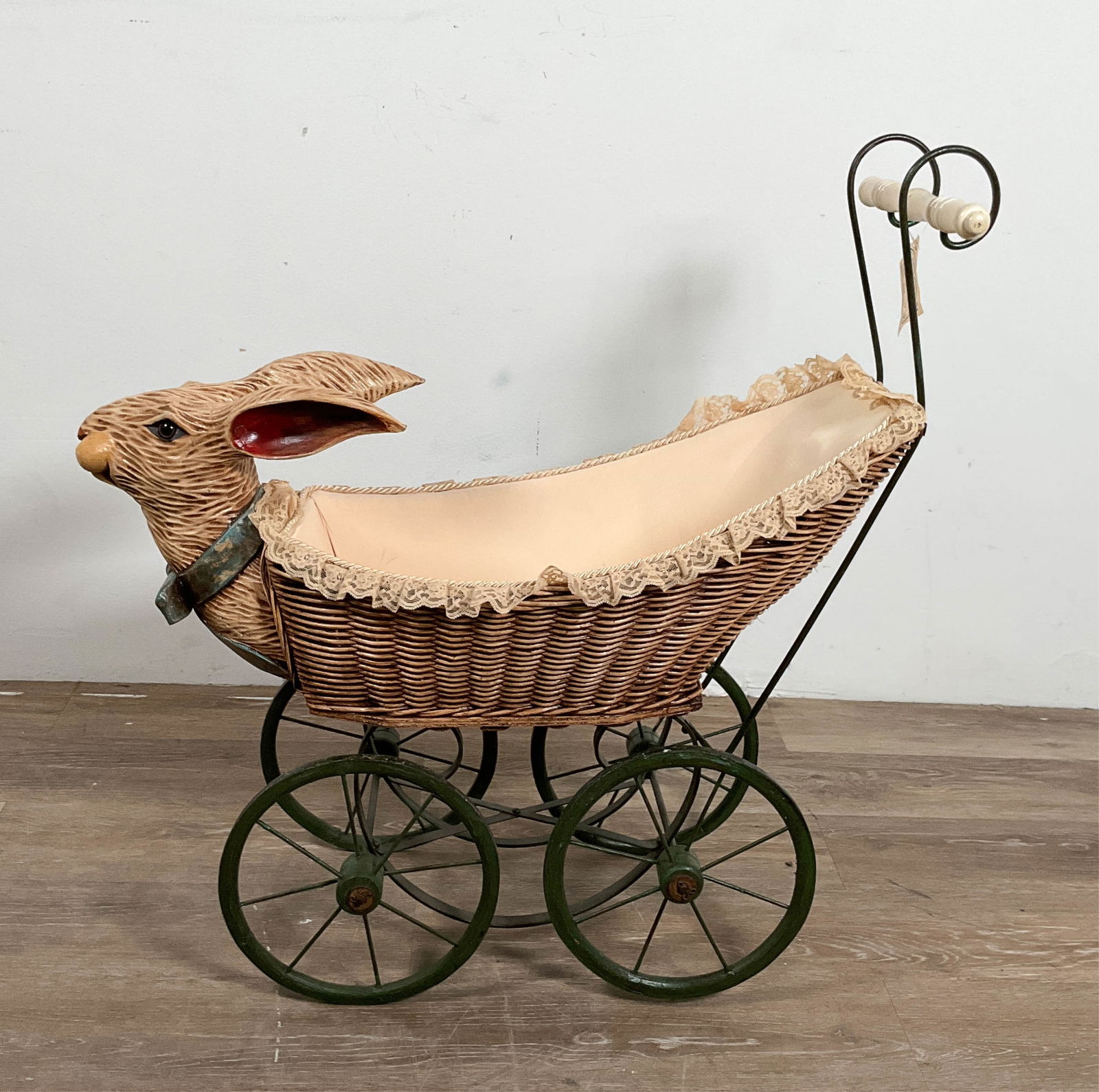 Carved Rabbit Wicker Doll Stroller Wicker (1 of 11)