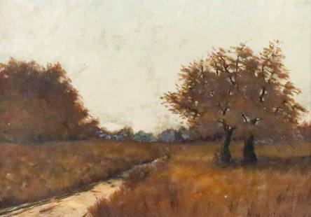 H.L. Gurnee Oil on Canvas Landscape: H.L. Gurnee (19th / 20th century). Oil on canvas, path in landscape. Signed and dated 98 lower right. 9 1/2" x 13 3/4" (with frame 14" x 18"). Provenance: The Estate of Ron Travisano, advertising