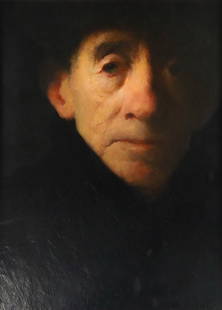 Eugene Cusack Oil on Board Portrait: Eugene Cusack (American, 1940-). Oil on board, portrait of a man. Signed center left. 16 1/4" x 11 3/4" (with frame 16 5/8" x 12 3/8"). Provenance: The Estate of Ron Travisano, advertising executive