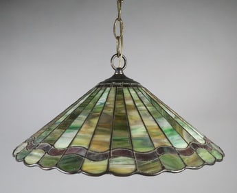 Tiffany Style Leaded Slag Glass Hanging Fixture