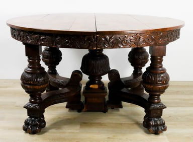 Horner Style Carved Renaissance Revival Table