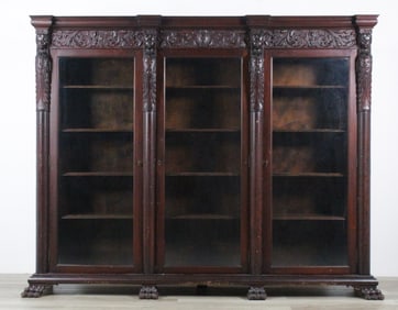 A.J. Johnson & Sons Carved Bookcase Glass Doors