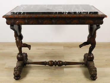Renaissance Revival Carved Cherub Table