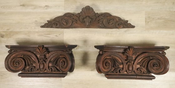 3 Carved Wood Architectural Elements