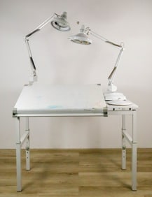 Drafting Table With Two Jac Jacobson Luxo Lights