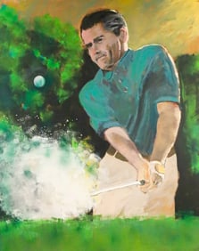 Ronald Travisano Oil on Canvas Golfer