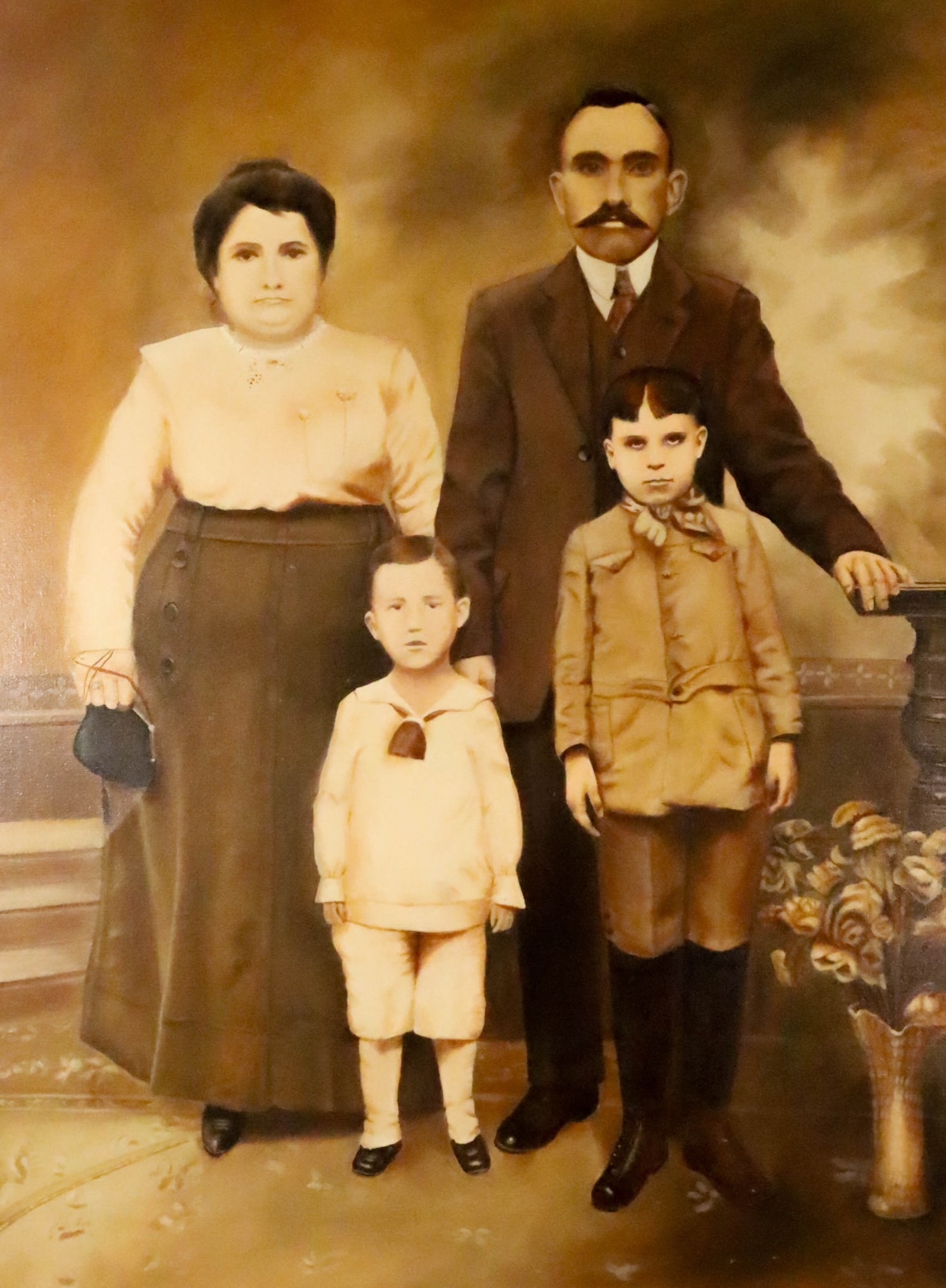 Folk Art Style Oil on Canvas Family Portrait (1 of 8)