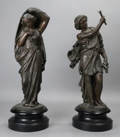 Pair of Spelter Sculptures Night & Day