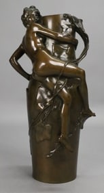 Maurice Bouval Art Nouveau Bronze Vase