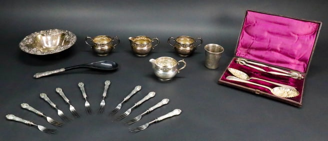 21 Pieces Sterling, Silverplate & 835 Silver