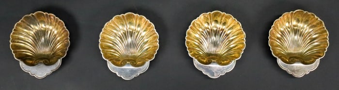 4 Cartier Sterling Shell Nut Dishes