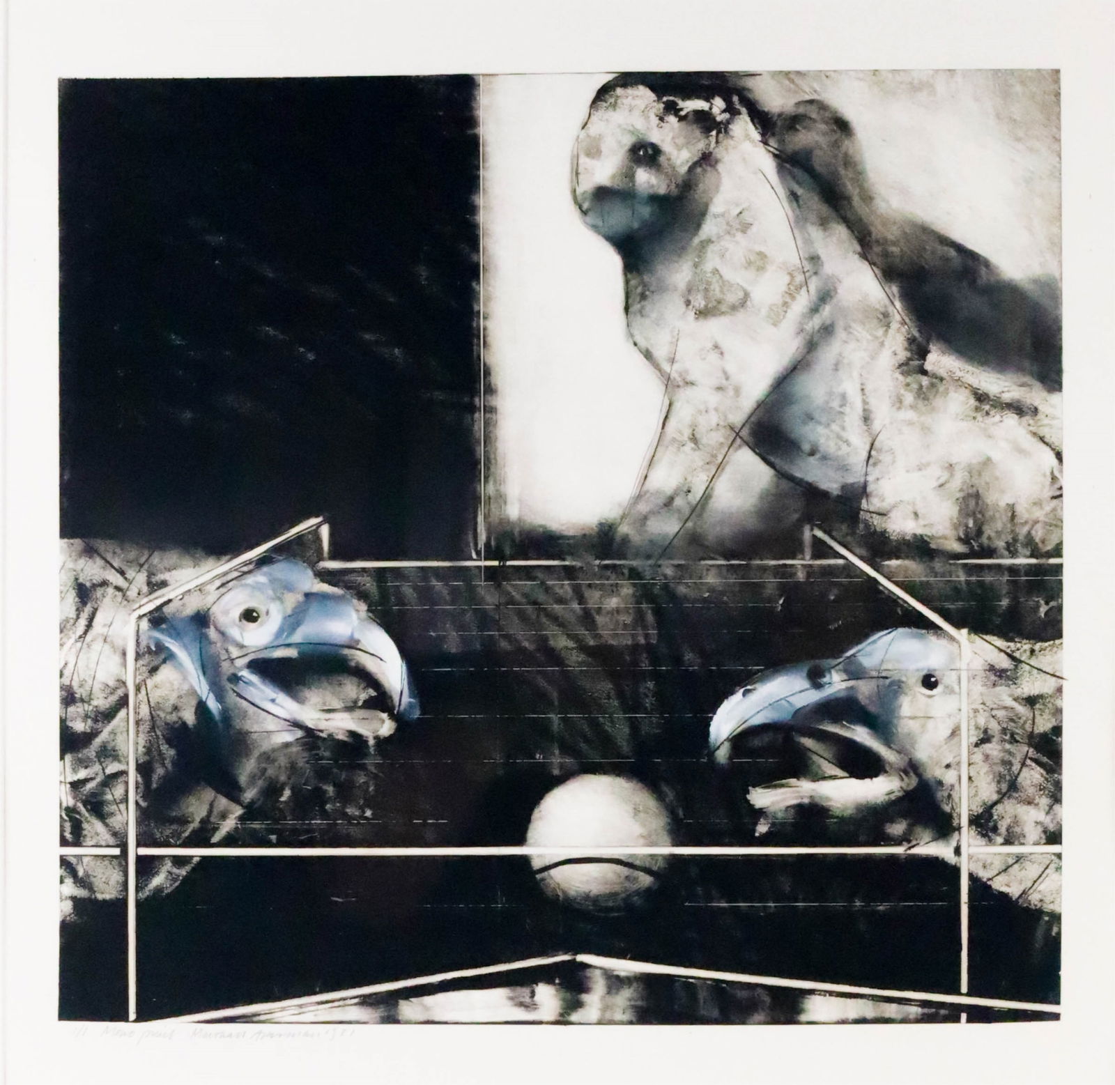 Marshall Arisman Monoprint Birds & Monkey (1 of 8)