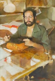 Burton Silverman Oil on Canvas The Etcher