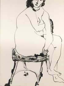 Ink Drawing Seated Nude