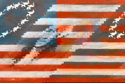 Mixed Media on Wood Panel George Washington