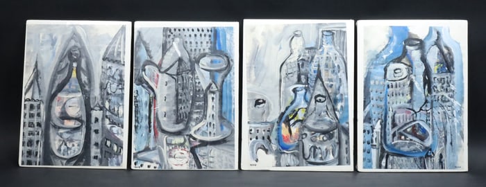 4 Oils on Paper Signed Talma