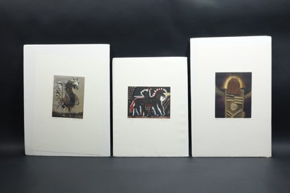 3 Etchings Mexican Artists Nieto, Arevalo, Romulo