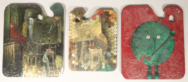 3 Enrique Baster Mixed Media on Wood Palettes