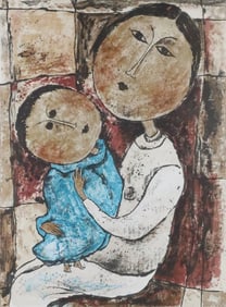John Haymson Lithograph Mother & Child