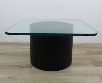 Modern Leather & Glass Side Table
