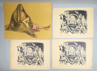 4 Prints Francisco Zuniga & Jose Clemente Orozco