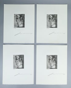 4 Jose Luis Cuevas Etchings Portrait