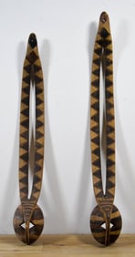 Pair of African Wood Carved Mossi Rabbit Masks