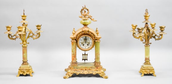 3 Piece Gilbert Onyx Clock Set