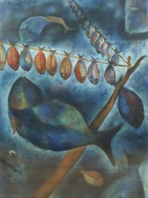 Mariano Pineda Matus Gouache Fish