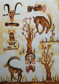 Tomas Pineda Matus Gouache Animals