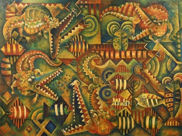 Tomas Pineda Matus Oil on Canvas Reptiles