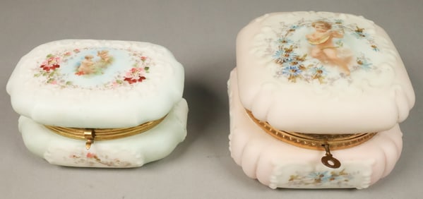 2 Wave Crest Scenic Dresser Boxes Cherubs